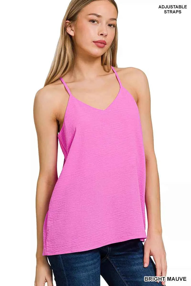 Zenana Woven Airflow Adjustable Strap V-Neck Cami 1db4499c-9eb7-4246-840c-bd58275247a4-Max-Origin