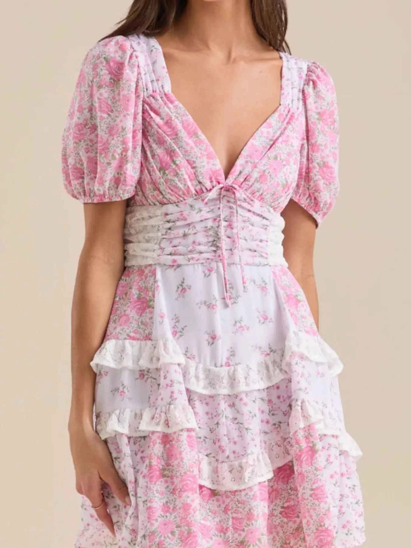 Floral Puff Sleeve Tiered Mini Dress 1db4c47b-24c9-47d1-ab45-bd9d5fcd731e-Max-Origin