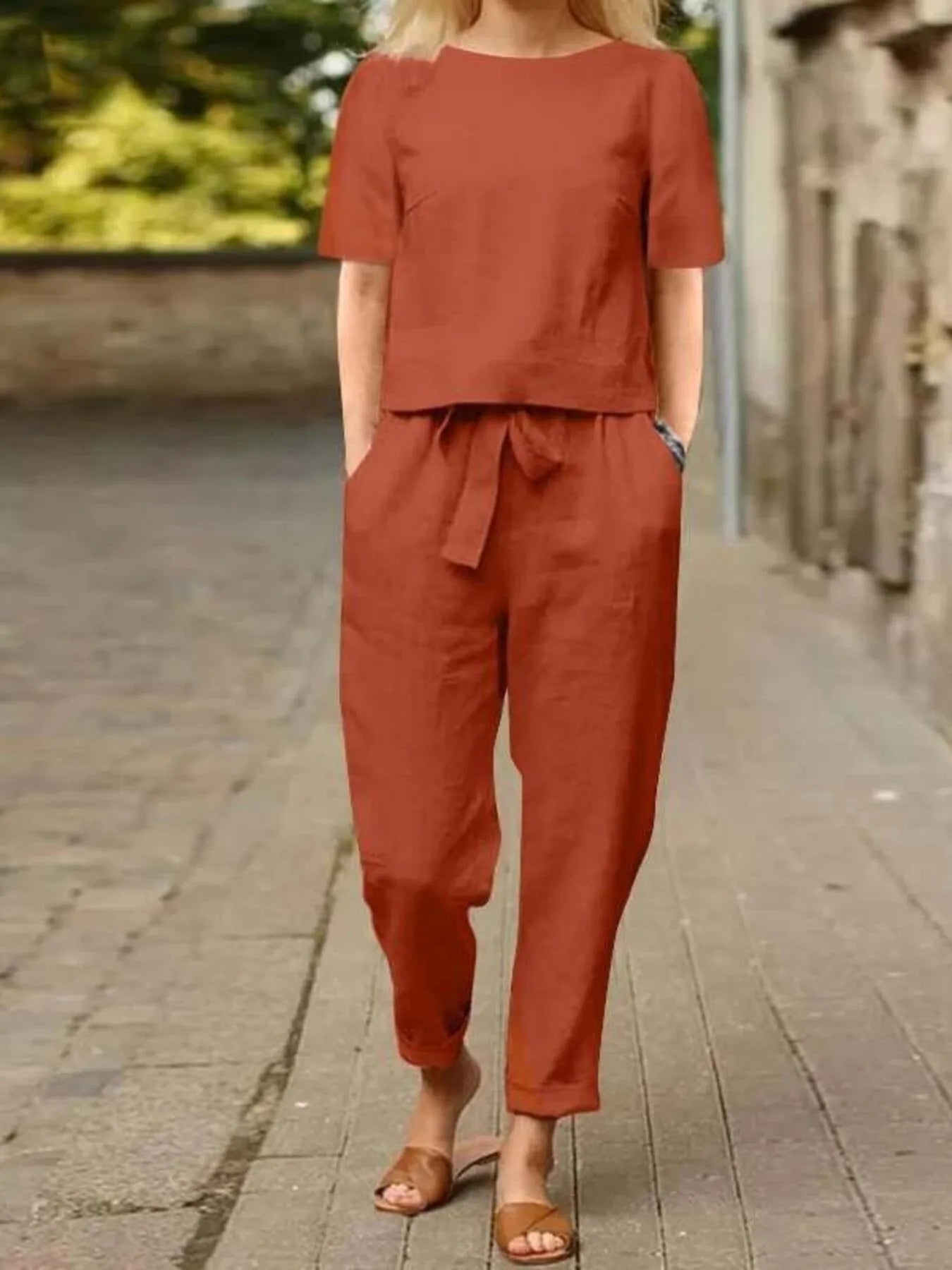 Full Size Round Neck Short Sleeve Top and Pants Set Plus Size Red 1db79434-8db0-4bd7-bd87-50815a2024d8-Max-Origin