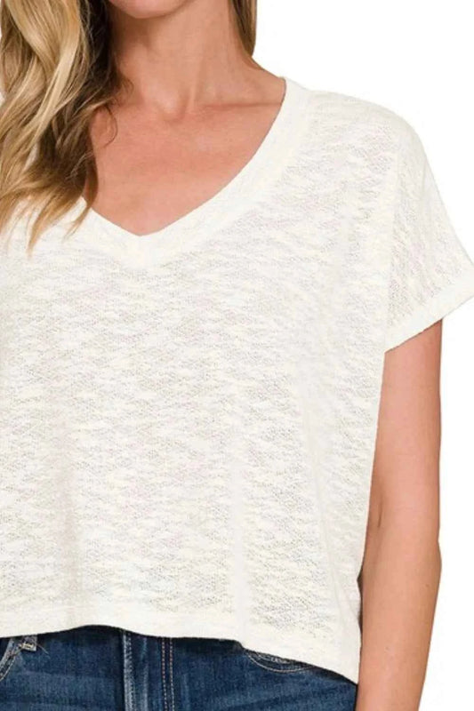 Hacci Slub V-neck Drop Shoulder Crop Top 1dd7d5ef-1265-4a27-b7b2-45706e1f3eb3-Max-Origin