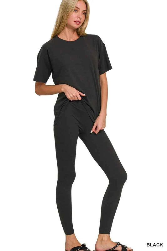 Zenana Full Size Brushed Dty Microfiber Short Sleeve Top and Pants Loungewear Set Plus Size 1df97c2243df40a7a76dd326509fa45d-Max-Origin