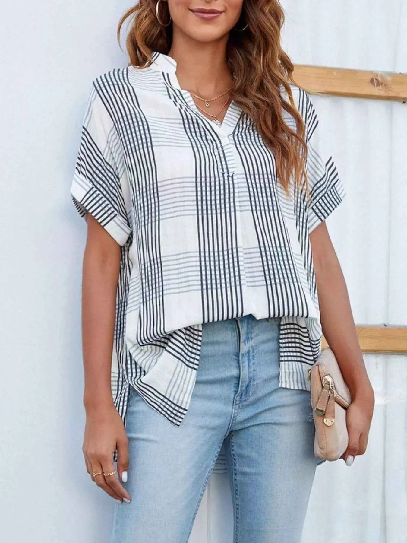 Notched Short Sleeve Blouse 1e1d2788-450c-4a56-9ade-9603bc8a3cf8-Max-Origin