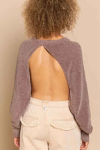 POL Round Neck Backless Sweater with Ribbed Edge 1e3915d8-34b9-40aa-b334-87699ef534f8-Max-Origin