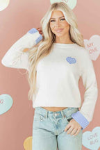 Valentine Gingham Heart Embroidered Crewneck Sweat 1e3a351a-f064-4115-aeb6-b45c0edb88c6