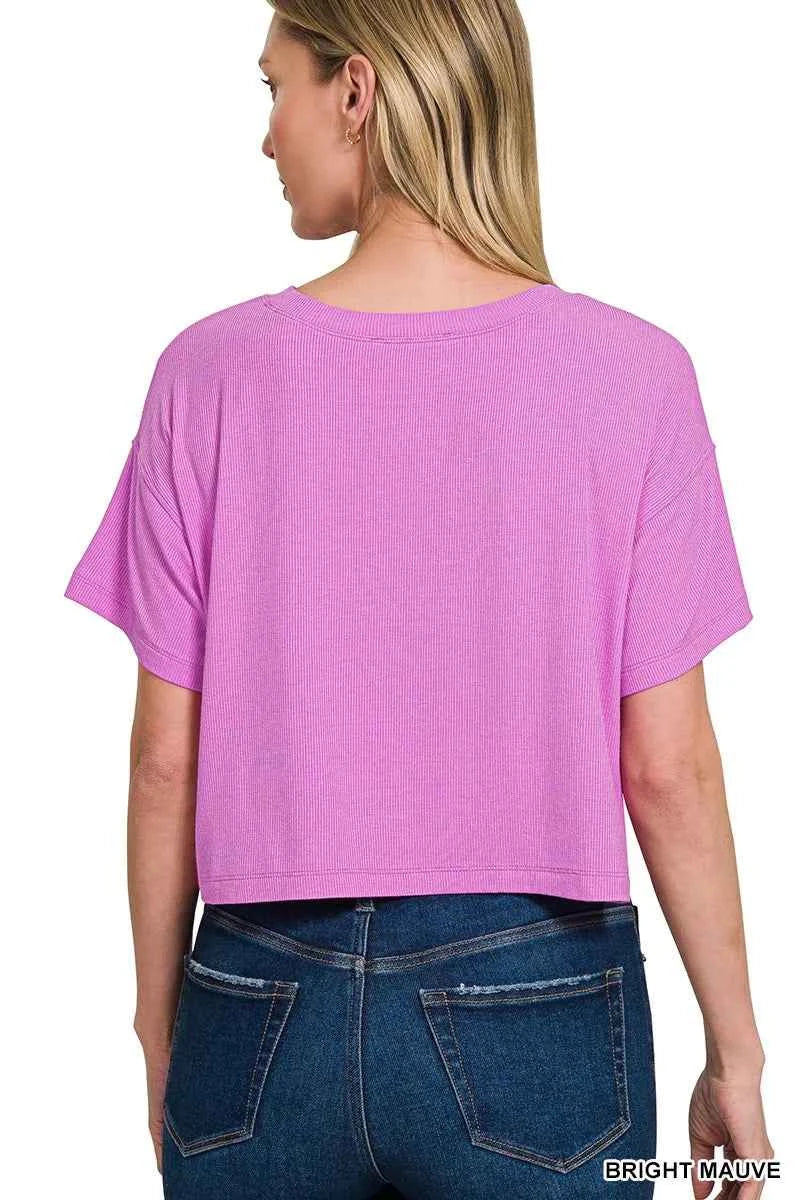 Zenana Ribbed Round-Neck Crop T-Shirt 1e3d3ab9d1034e4ea09307d40c4a019a-Max-Origin