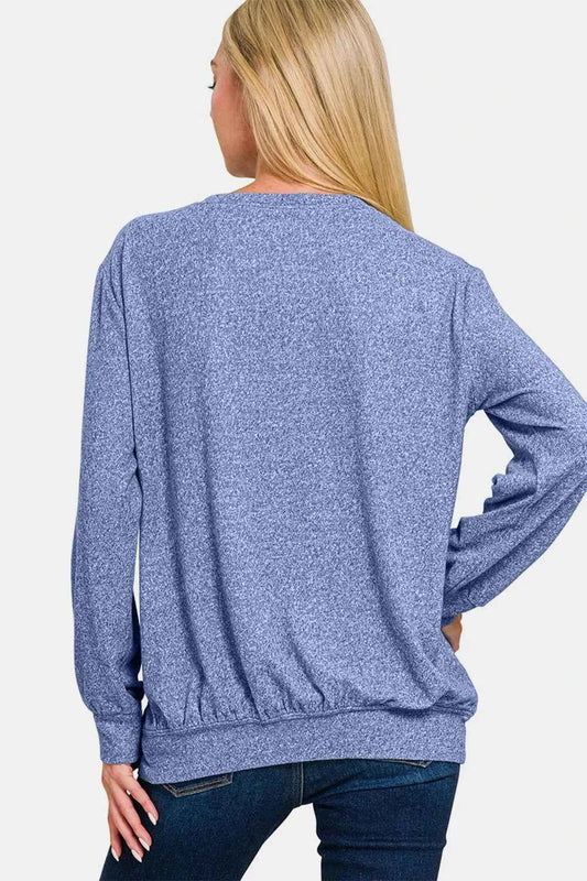 Zenana Full Size Melange Round Neck Top 1e3e7278-081d-4002-b8cd-ffb3cab0e892-Max