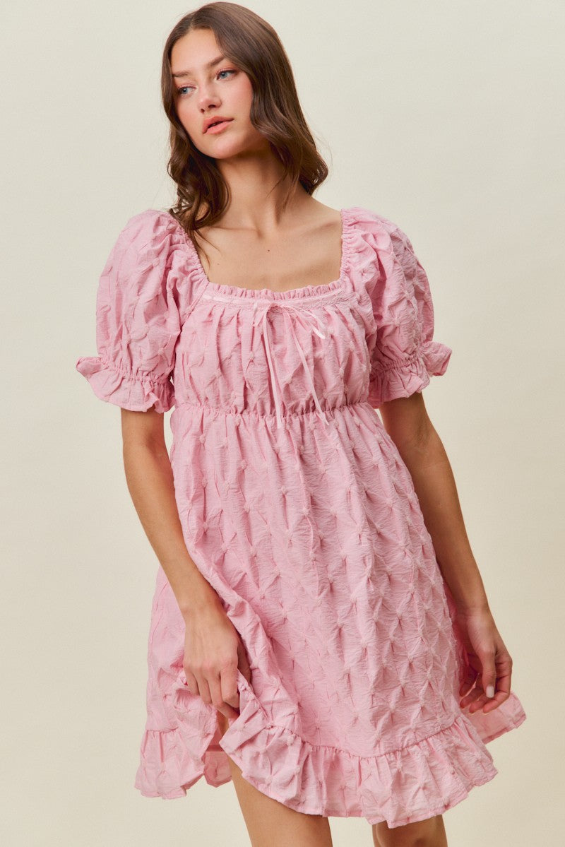 SO ME Texture Woven Ruching On Bust Mini Dress 1e4a58f4a3a442b8a920652d552eccaa-Max