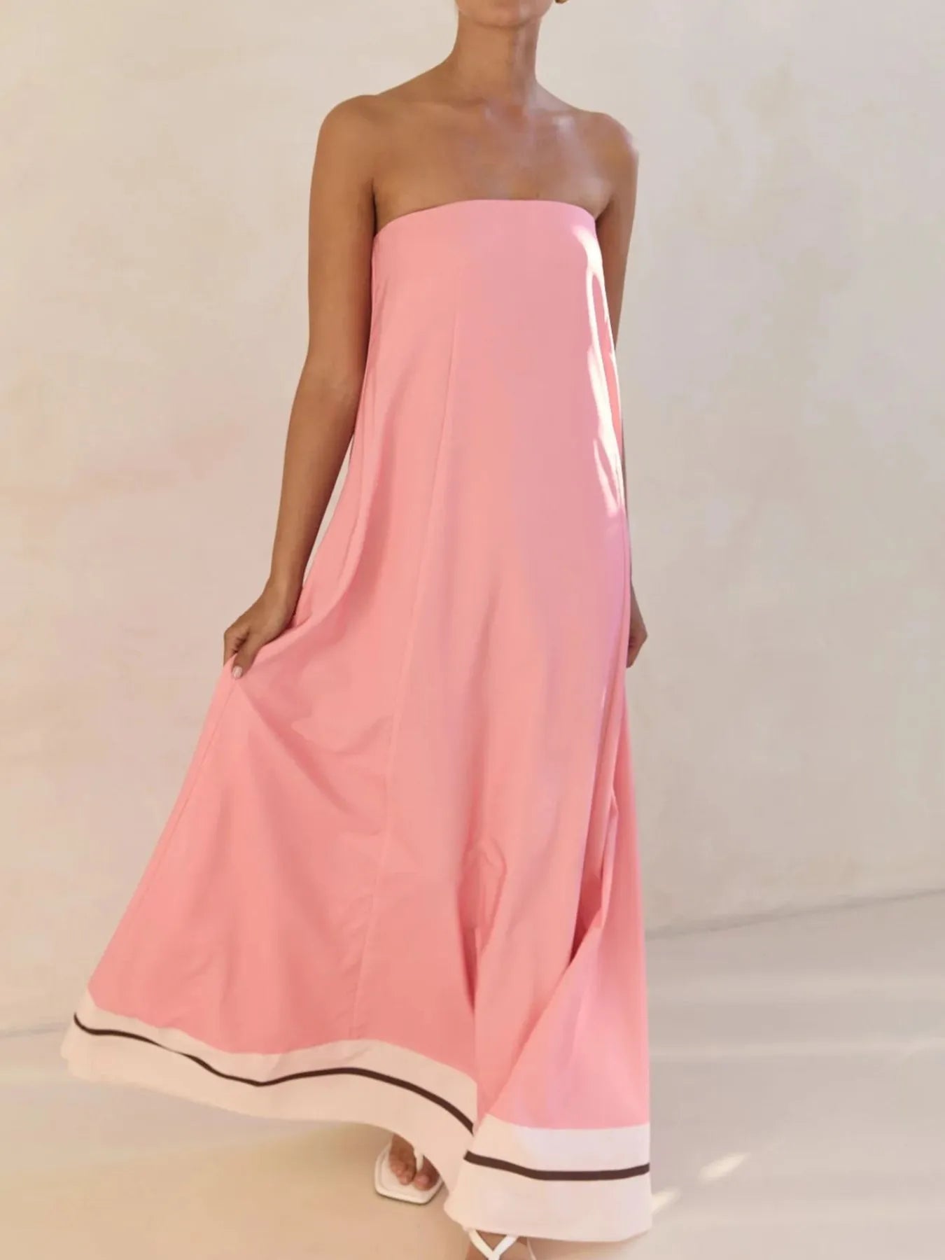 Smocked Printed Tube Maxi Dress Pink Stripes 1e5d8ab9-7e17-4ba6-af96-60685738be91-Max-Origin