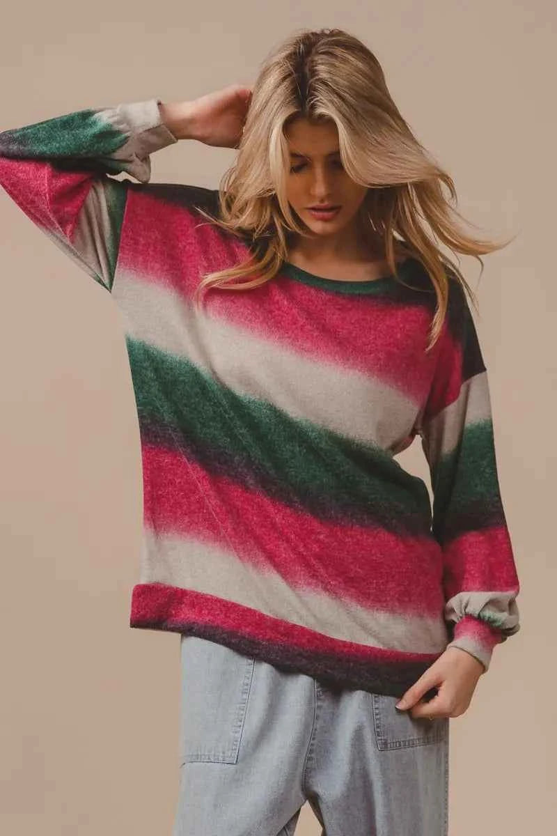 Striped Gradation Print Knit Top 1e6a80bd14514def9c637cbe6cf9f856-Max-Origin