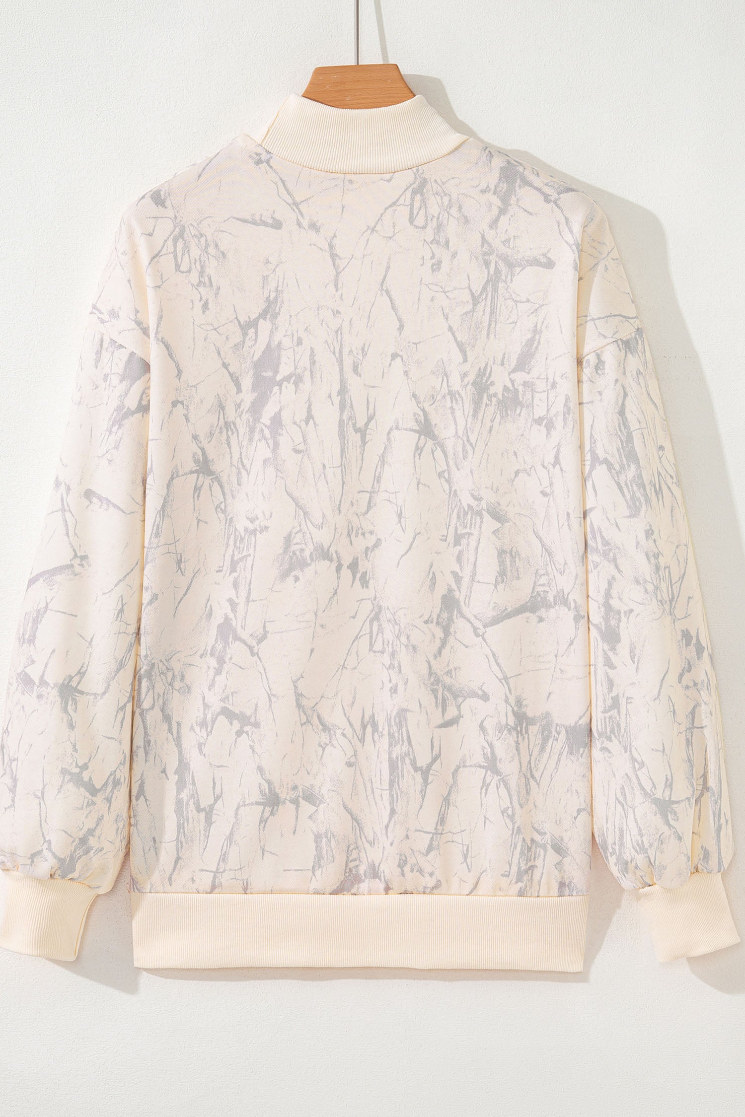 Khaki Tie Dye Camo CALIFORNIA Letter Embroidered Mock Neck Sweatshirt 1e6ccdf3c45f8b29