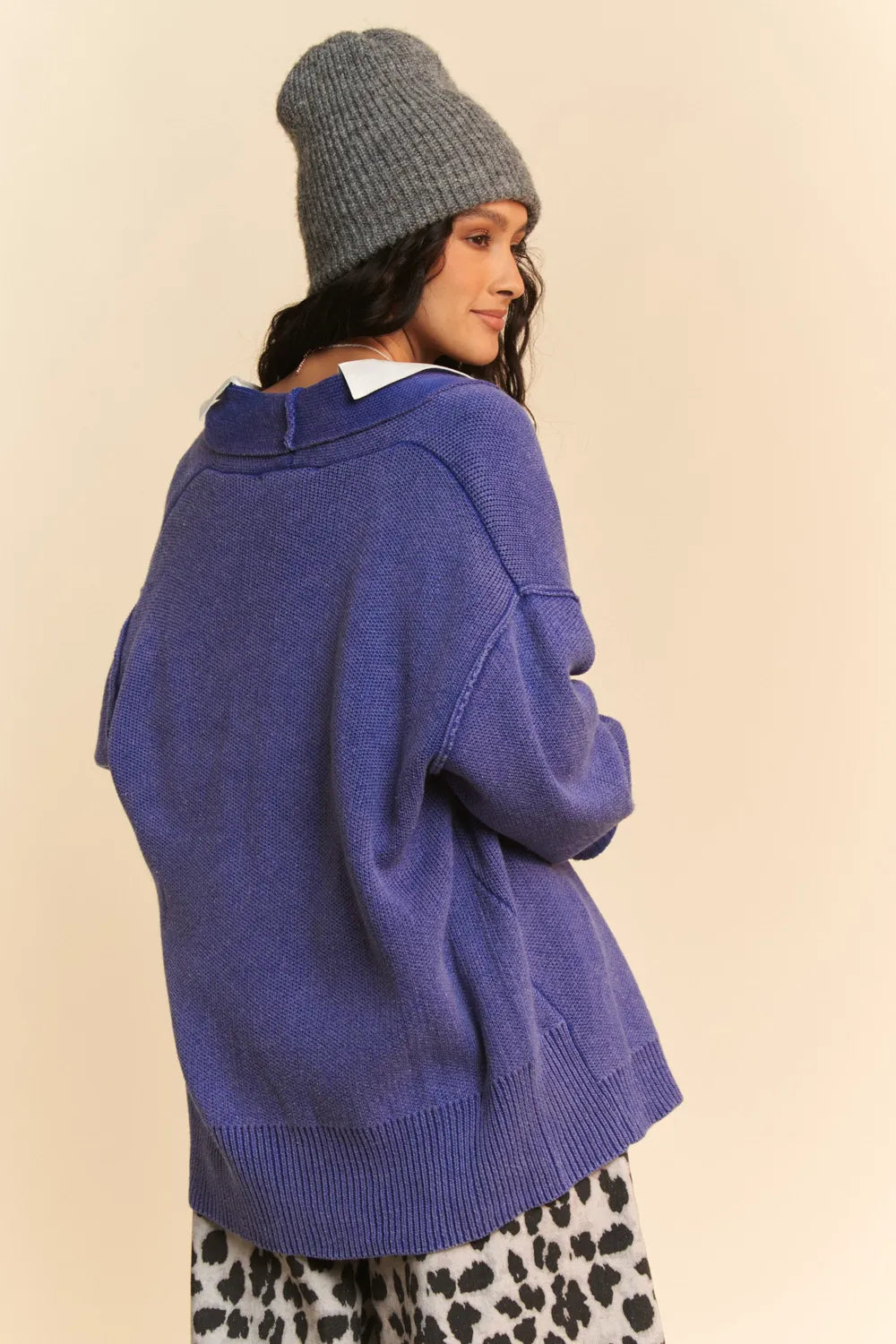 Davi & Dani Shawl Collar Ribbed Detail Button Up Cardigan 1e72f933-9117-4faf-9824-b1ce7a683fb9-Max
