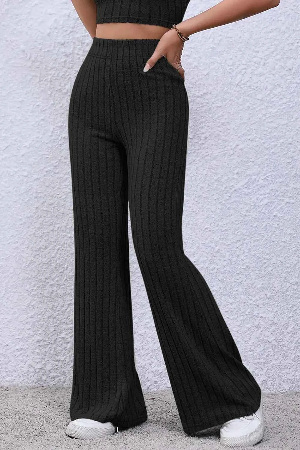 Basic Bae Full Size Ribbed High Waist Flare Pants 1e742853-004b-4b21-a0a8-38bdeb861085-Max