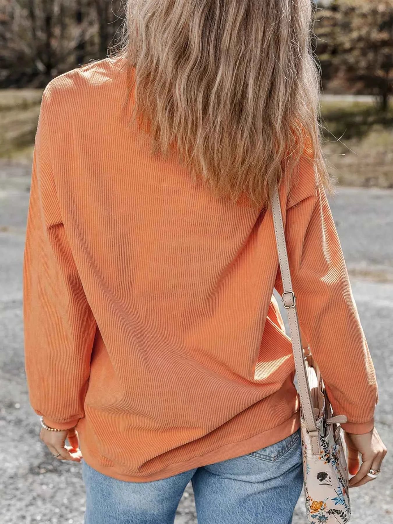 Halloween Sequined Pumpkin Ribbed Round Neck Sweatshirt 1e7c718f-c48e-4a19-9587-d2dd0989d1c0-Max-Origin