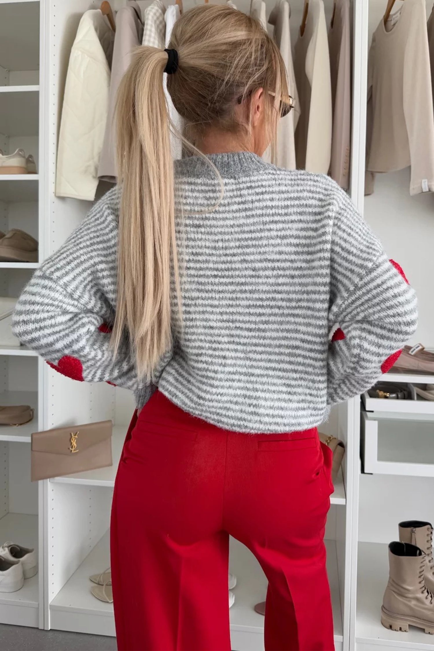 Rose Stripe Contrast Heart Pattern Valentine Knit Sweater 1e7e450eaf1a2305