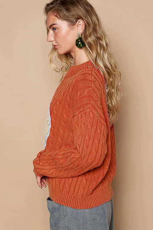 POL Cable-Knit Peace Patch Dropped Shoulder Sweater 1e878012-0368-45f7-b853-67d9f472d5e2-Max