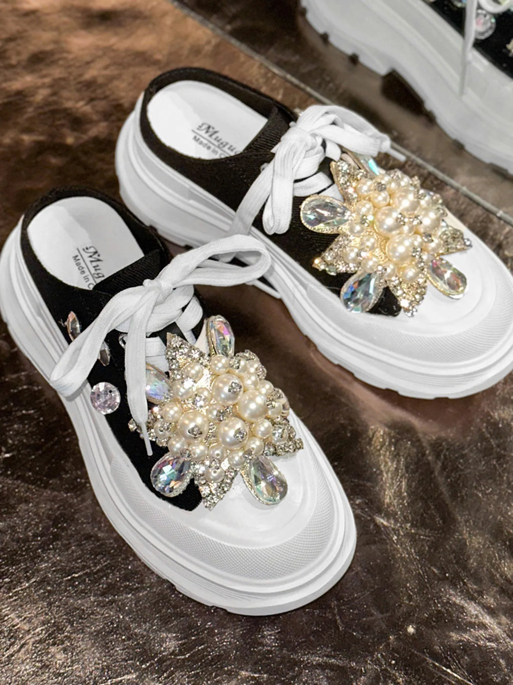 Pearl Embellished Platform Slip-Ons 1e8803763910419ba55ae82bd553bfdc-Max-Origin