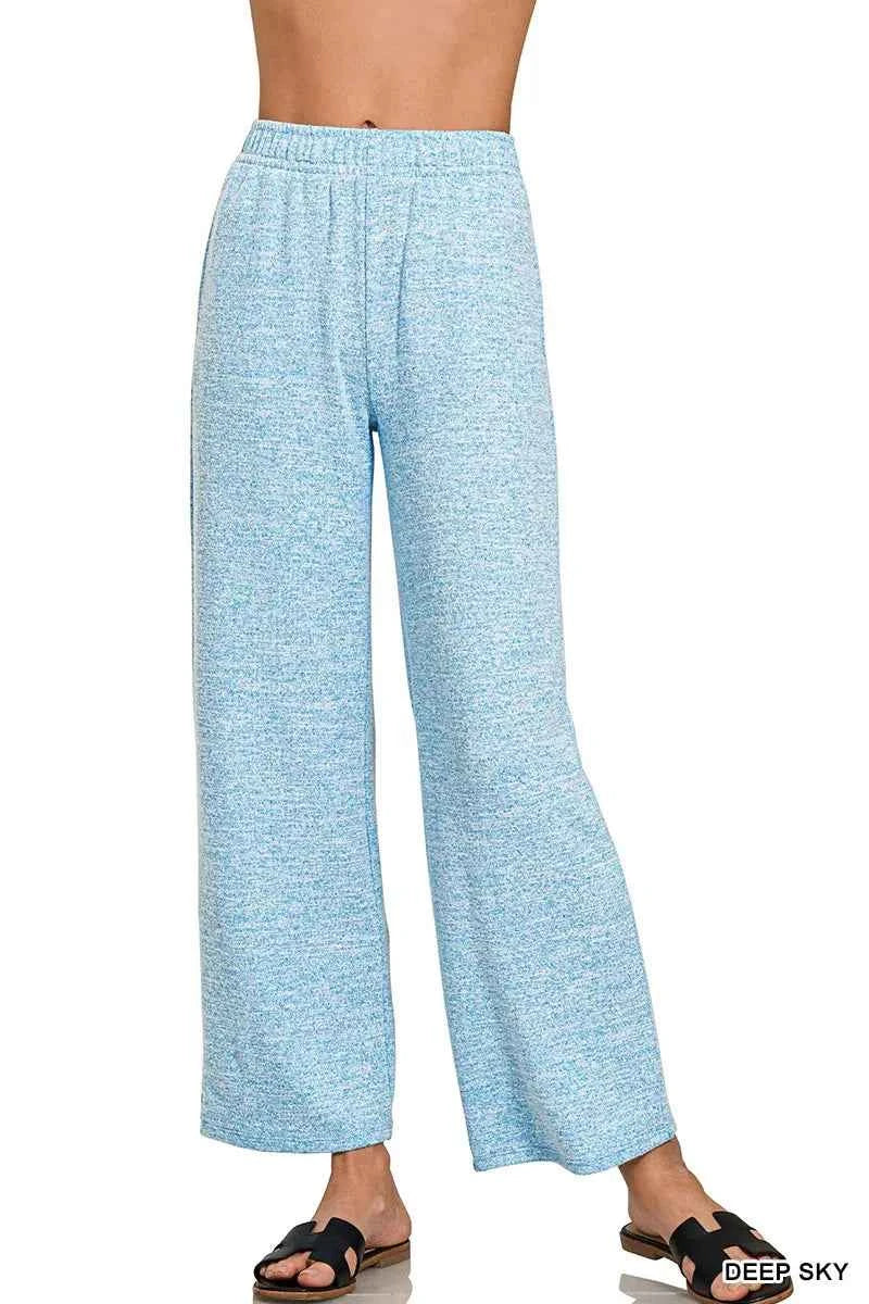 Zenana Soft Melange Hacci Elastic Waistband Lounge Pants DEEP SKY 1e9f1c7fc46143f884de230eae8b32a9-Max-Origin