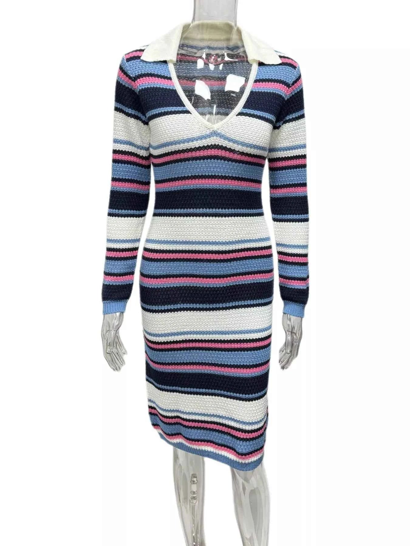 Striped Knitted Bodycon Sweater Dress 1eaeec4f-4b4b-4ed0-849b-8da0887cd80a-Max-Origin