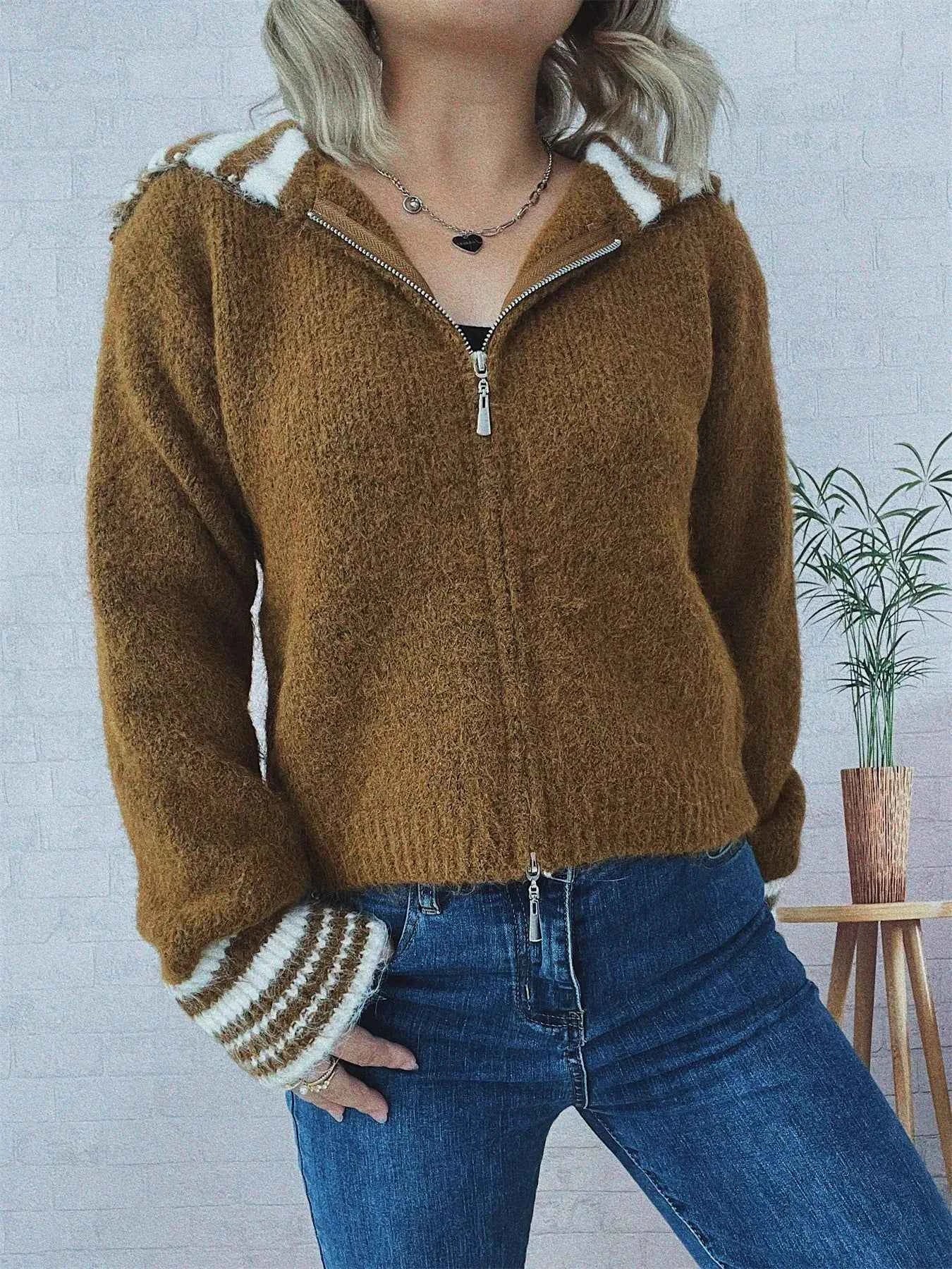 Striped Zip-Up Cardigan 1eb2b98aca8e4db788237bffa45c7589-Max-Origin