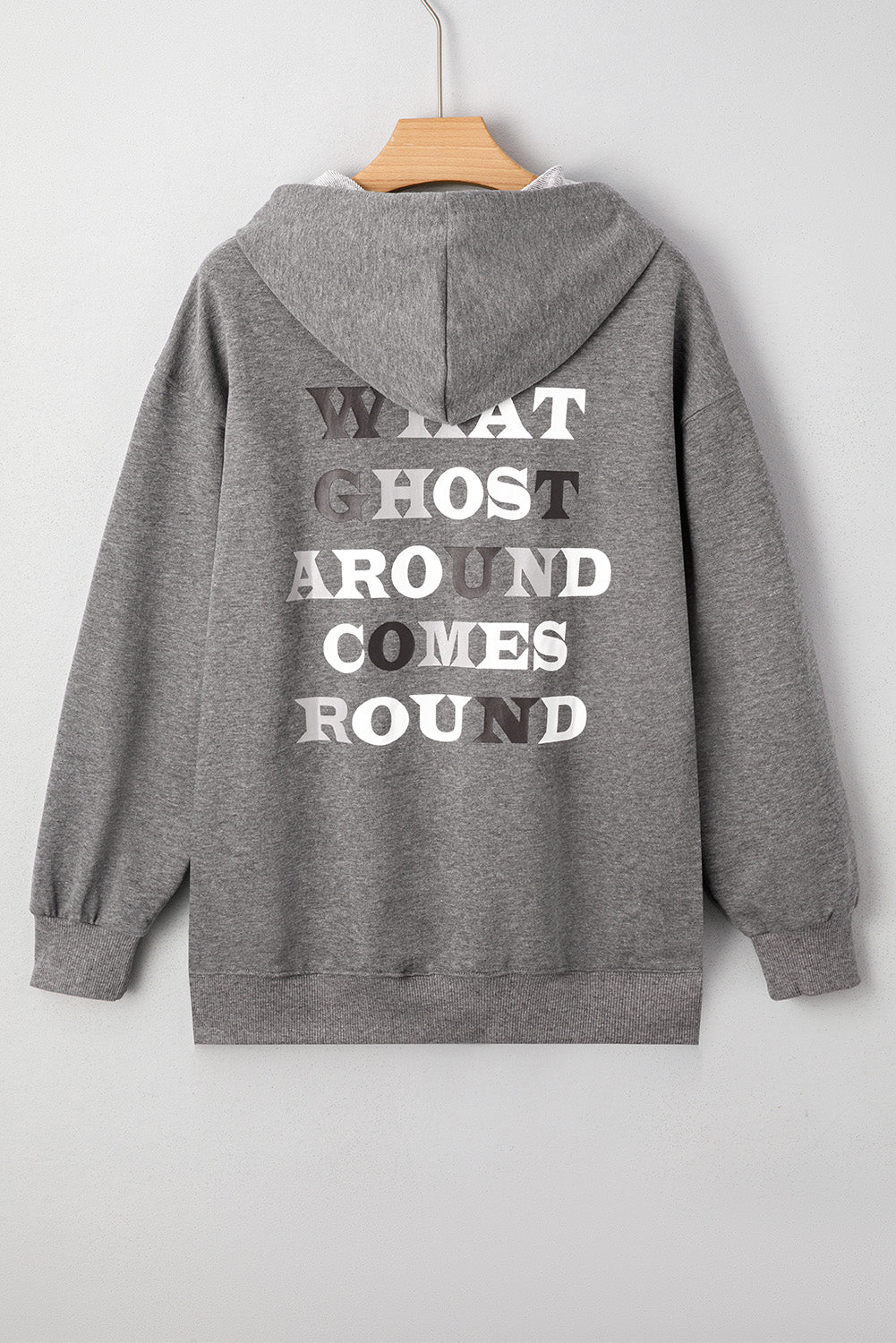 Dark Grey Cute Halloween Ghost Mineral Wash Oversized Hoodie 1eb74e043f380303