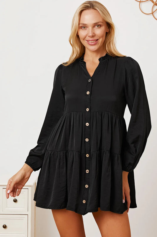 Ruffled Button Up Long Sleeve Tiered Shirt 1ed02f0a-e0e9-42cc-a49b-e658419790f6-Max