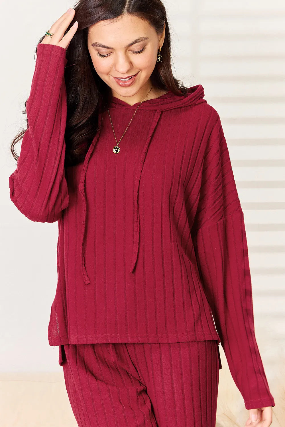 Basic Bae Full Size Ribbed Drawstring Hooded Top and Straight Pants Set 1ed443df-0752-4b67-90dc-2c01be912cb9-Max