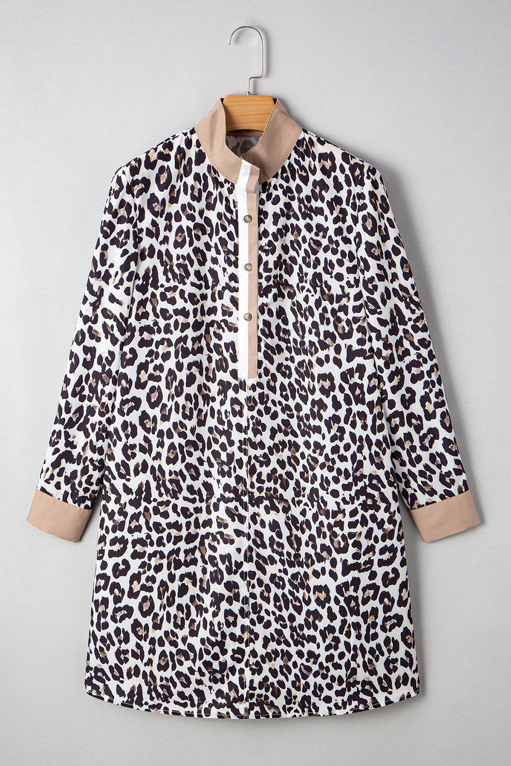 Multicolour Leopard Print Patchwork Collar Flowy Mini Dress 1f0fde83e5baac08