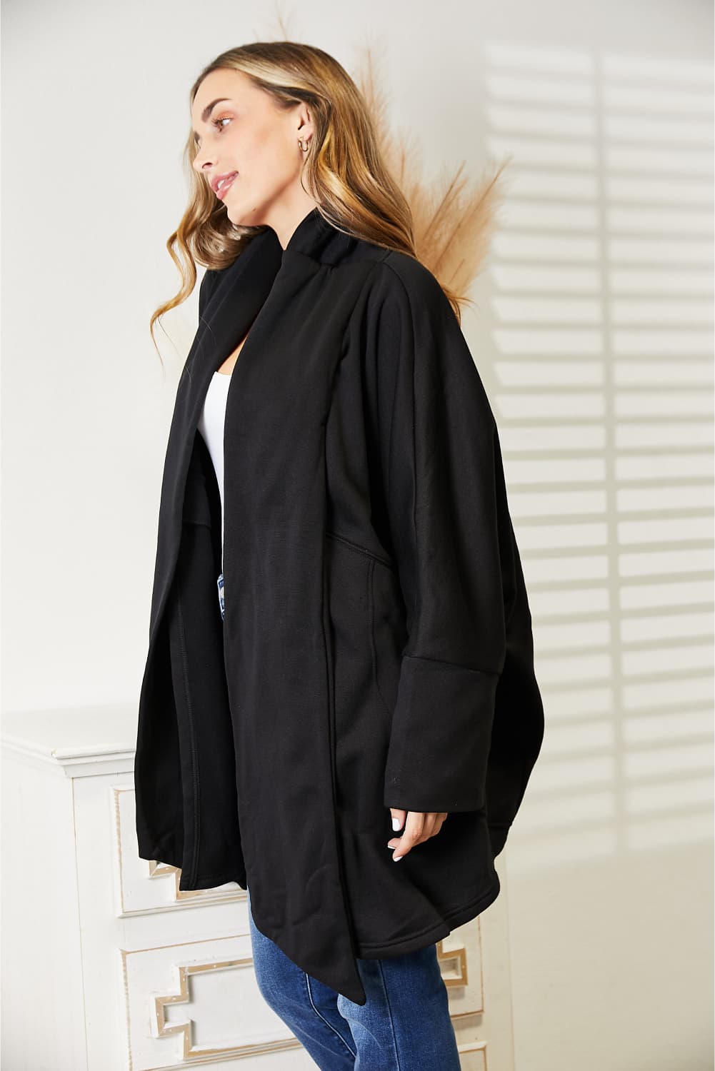 HEYSON Full Size Open Front Cardigan with Scarf Design 1f14f3b3654c461fa1efda2be4e6d05a-Max