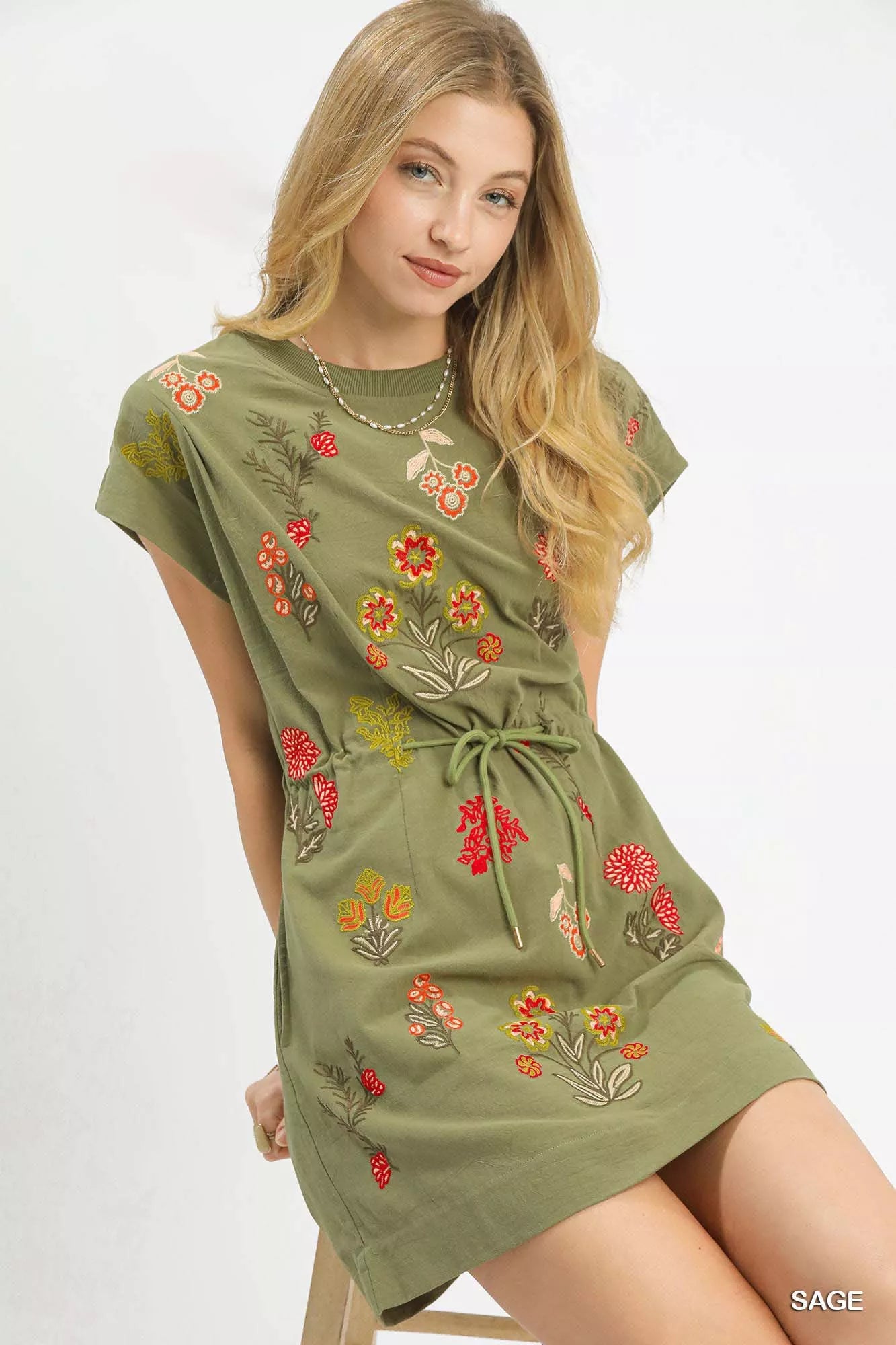 Umgee Embroidered Floral Mini Dress with Waist Tie 1f1b6c4a-eaa8-469b-8ec2-0761b8f4148c-Max-Origin