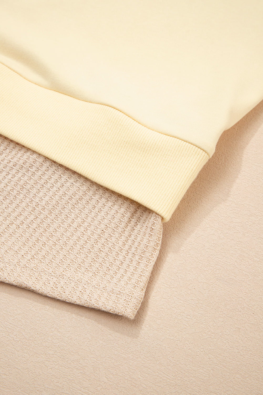 Apricot Fake Two-Piece Waffle Patchwork Sweatshirt 1f4b7e18f08d308a