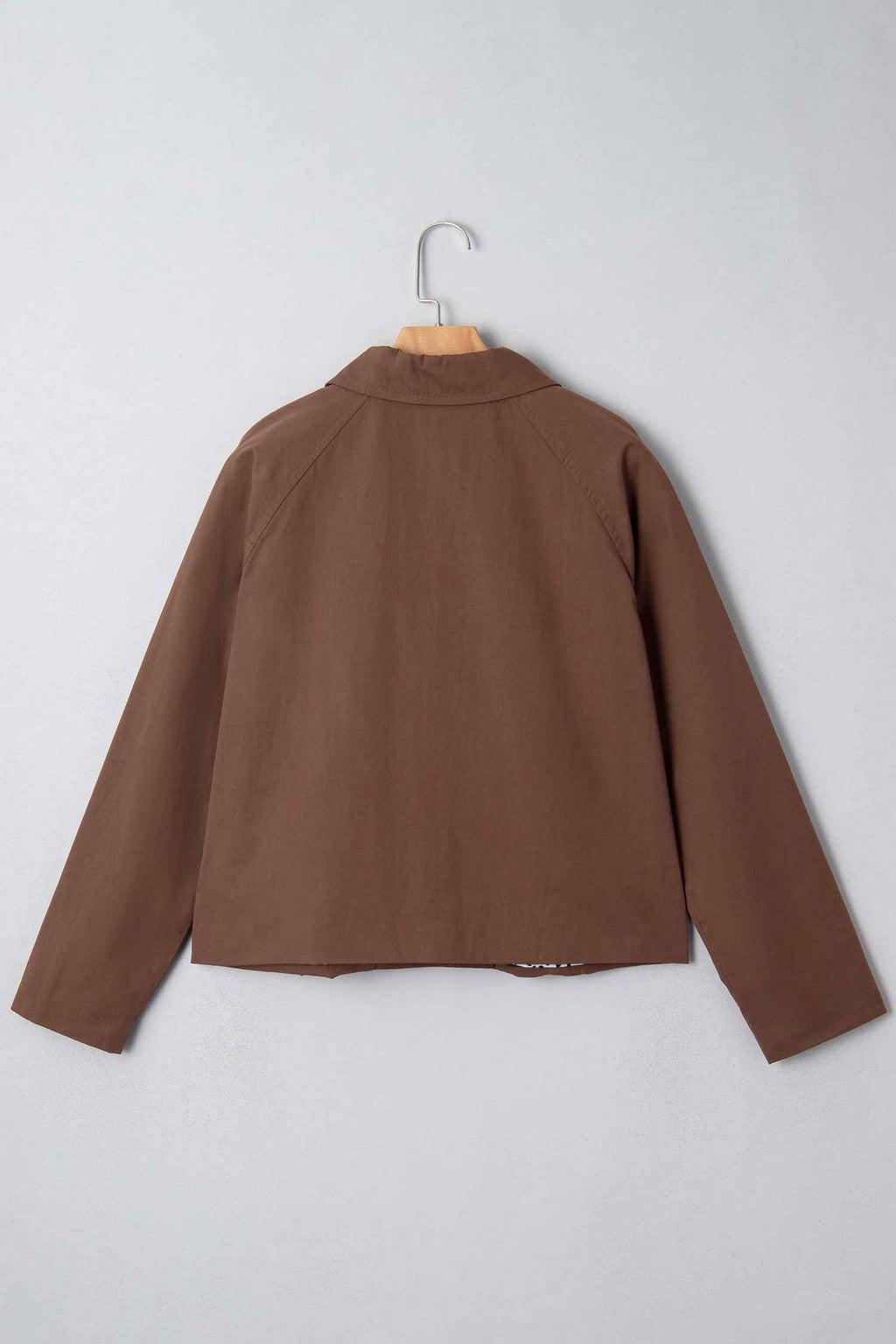 Dark Brown Collared Buttoned Leopard Liner Patchwork Chic Jacket 1f51e83e4c33f6a5