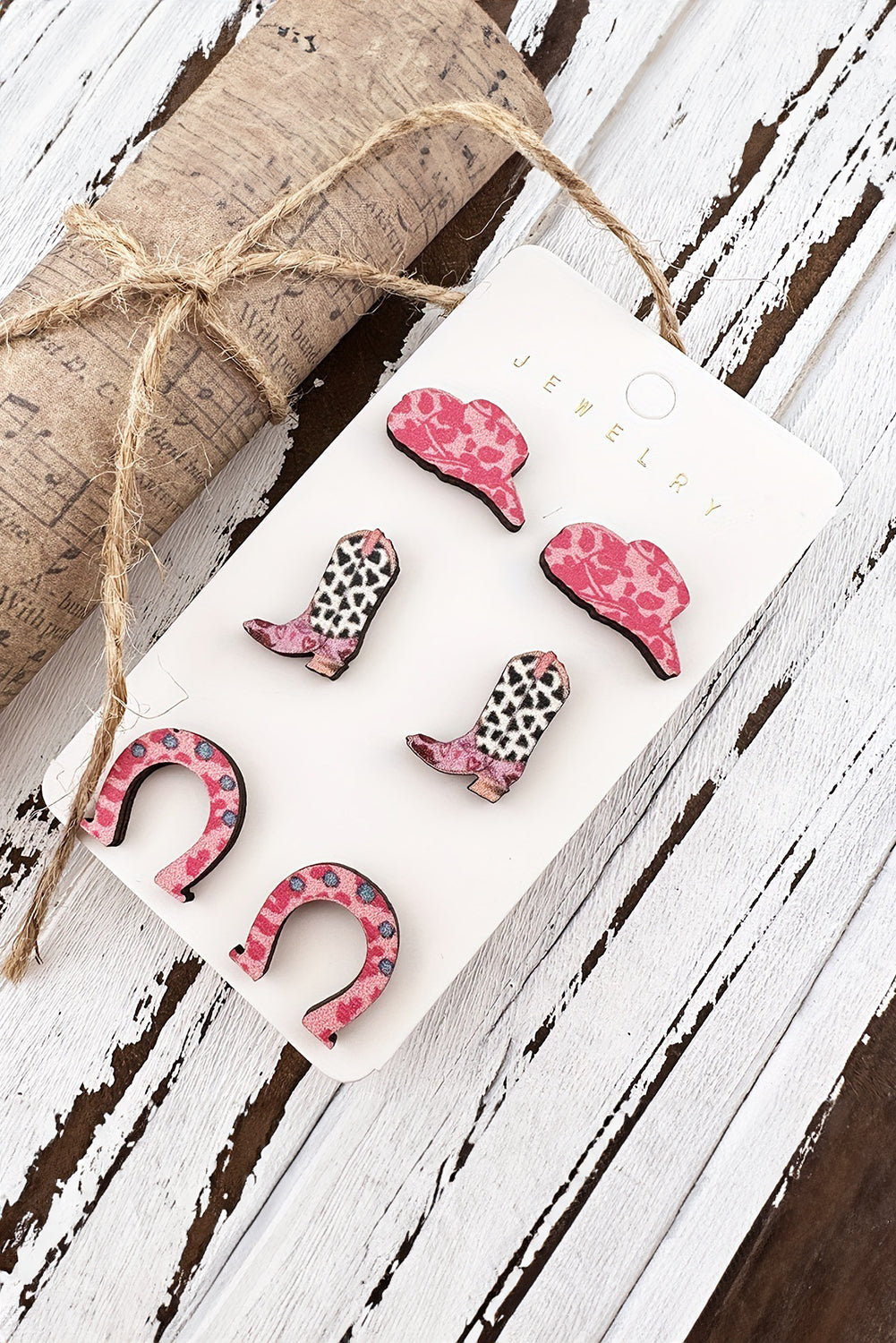 Rose Red 3 Pairs Hats Boots Horseshoes Earring Set 1f7e500c4a83f034