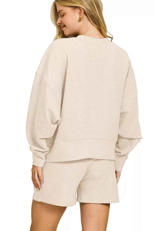 Ribbed Round Neck Pullover and Shorts Set 1f7eee68-9fd3-41d5-bc81-29901399bfbe-Max-Origin