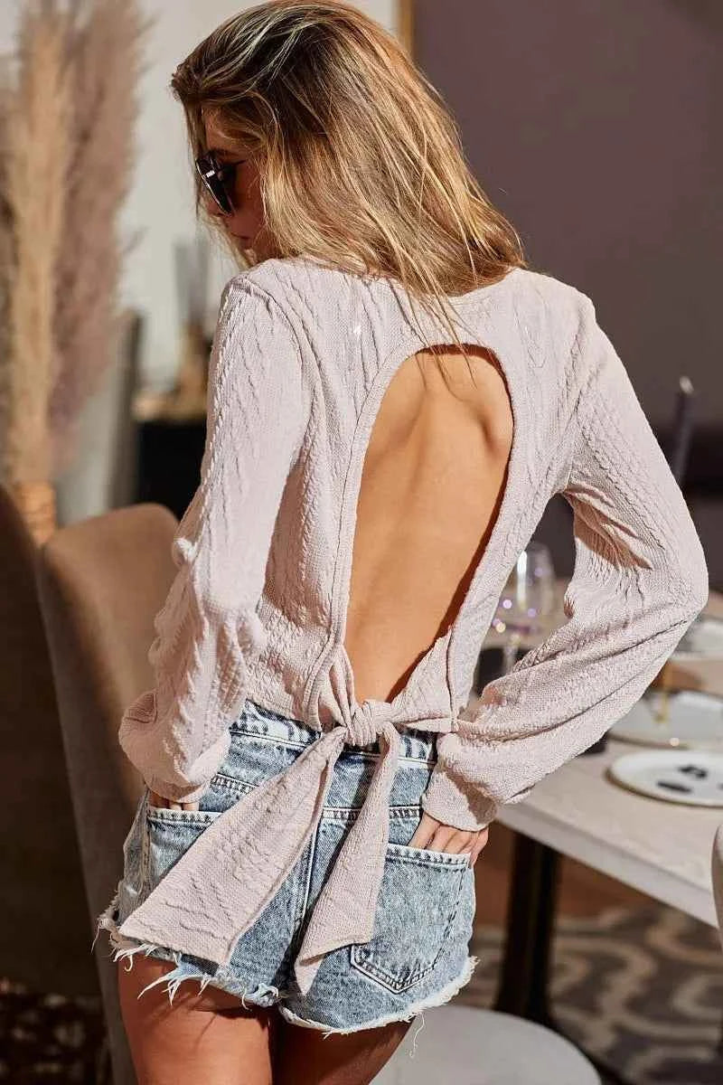 BiBi Cable Knit Long SSleeve Top with Back Round Hole 1f82fff0d9144580ac5d4fae2ef7c06d-Max-Origin
