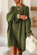 Green Oversize Drop Shoulder Slouchy Sweater Dress Four Leaf Clover 100%Acrylic 1f89dd064dba2ae1