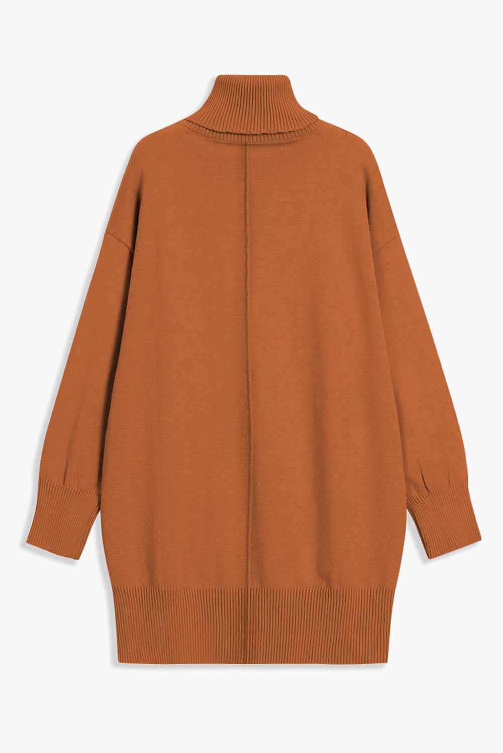 Black Solid Color Turtleneck Drop Shoulder Loose Sweater Dress 1f940ec2fc4cd8cd