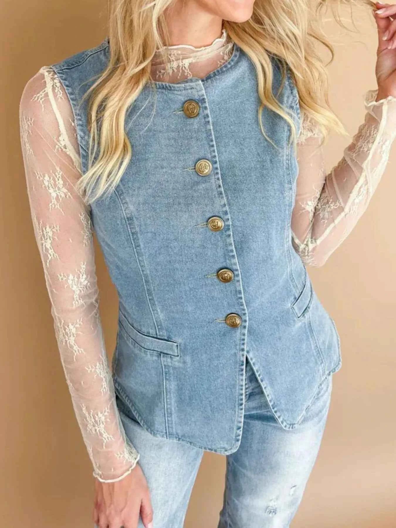 Sleeveless Button-Front Denim Vest 1f9ced88-8a1f-4ed3-84aa-96a4796a2c26-Max-Origin