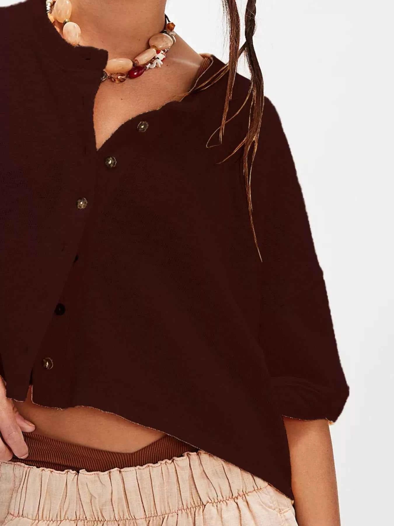 Button-Front Half Sleeve Cardigan 1fa0496f-7513-4101-8772-7d765e0b8cb0-Max-Origin