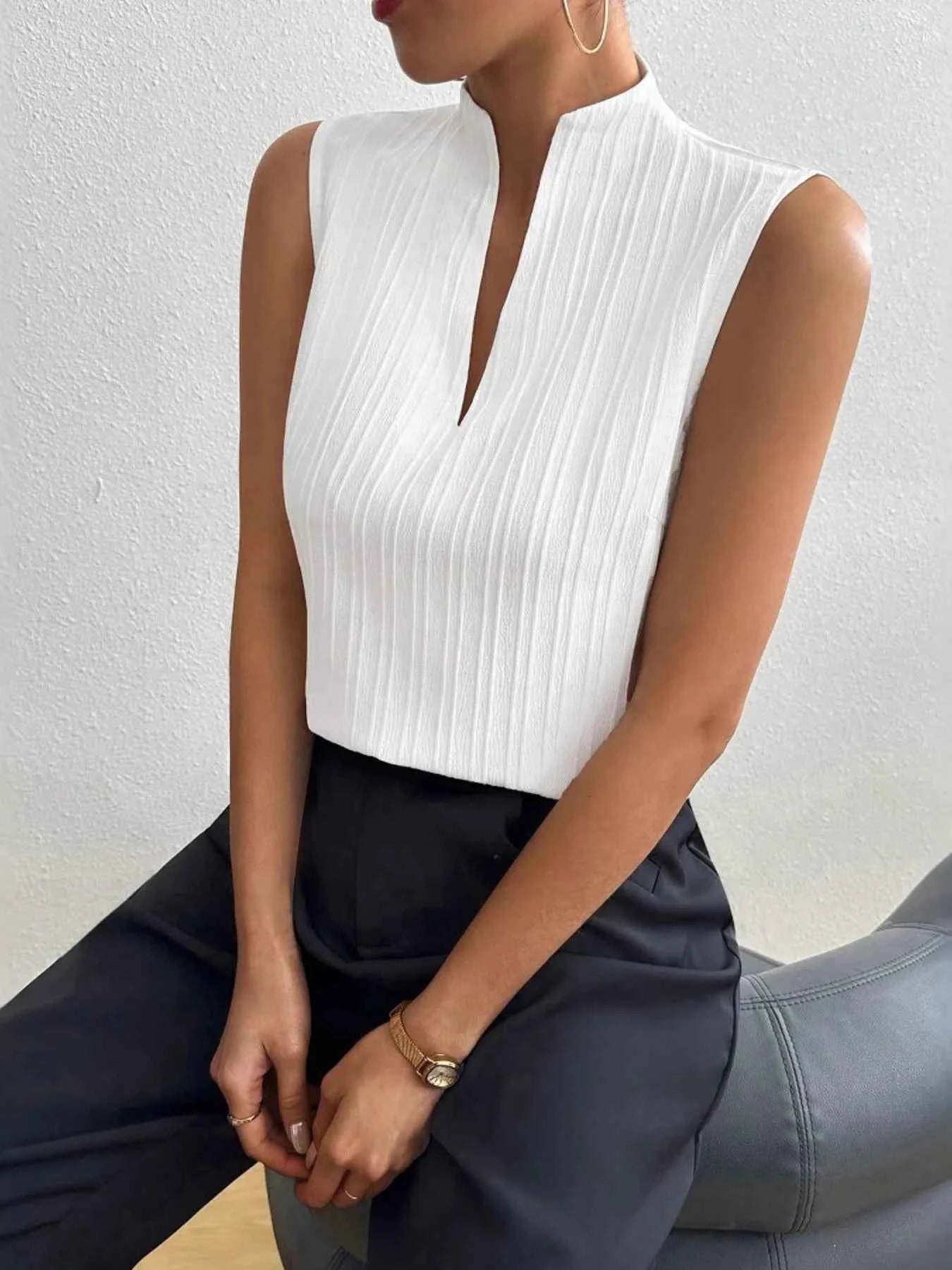 Textured Notched Tank White 1fa38bd2963a4d95b96a3eb6422d9532-Max-Origin