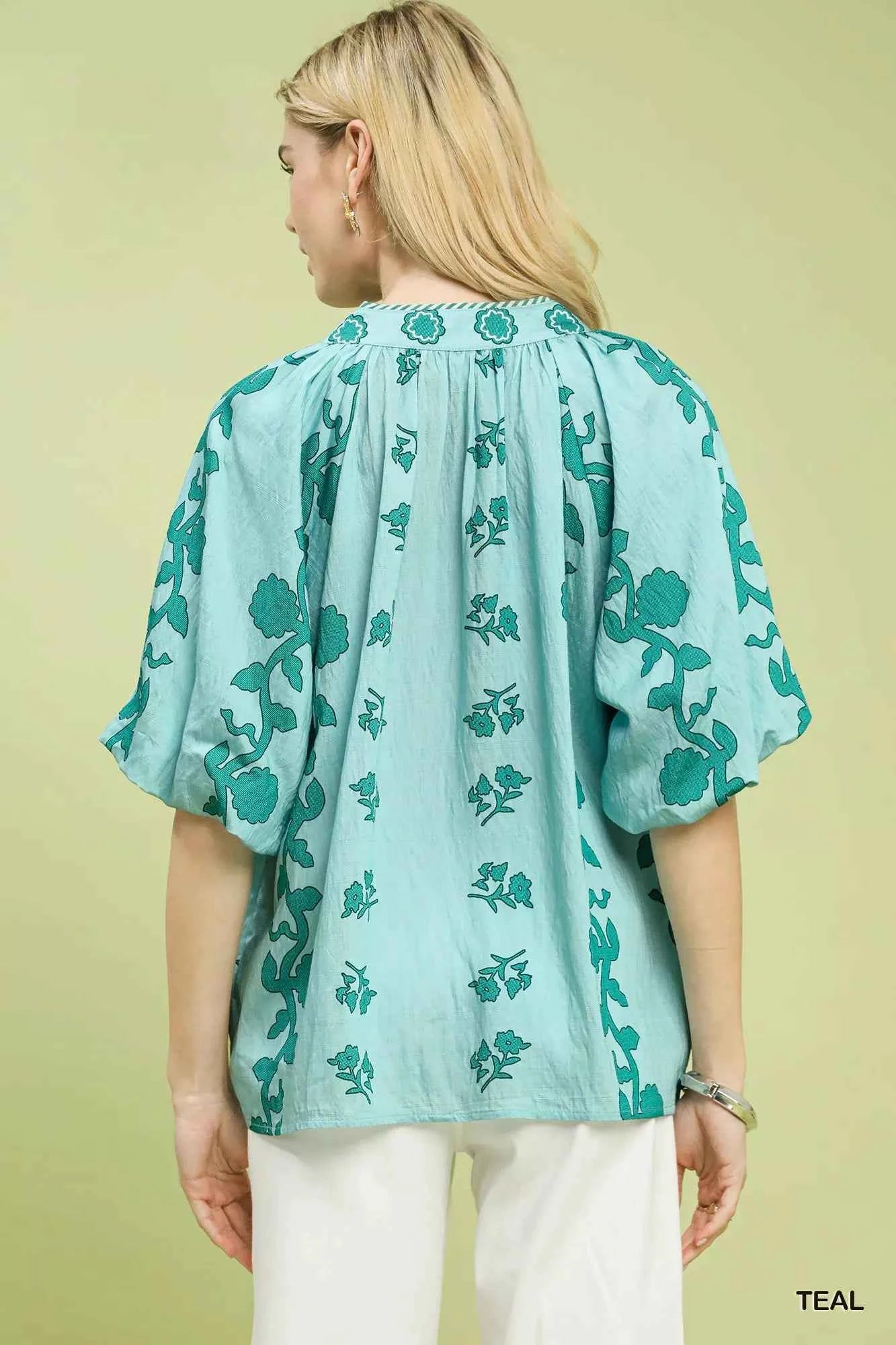 Umgee Collared Floral Print Top 1fa436de-76d9-48d8-9a2a-21f80e719593-Max-Origin