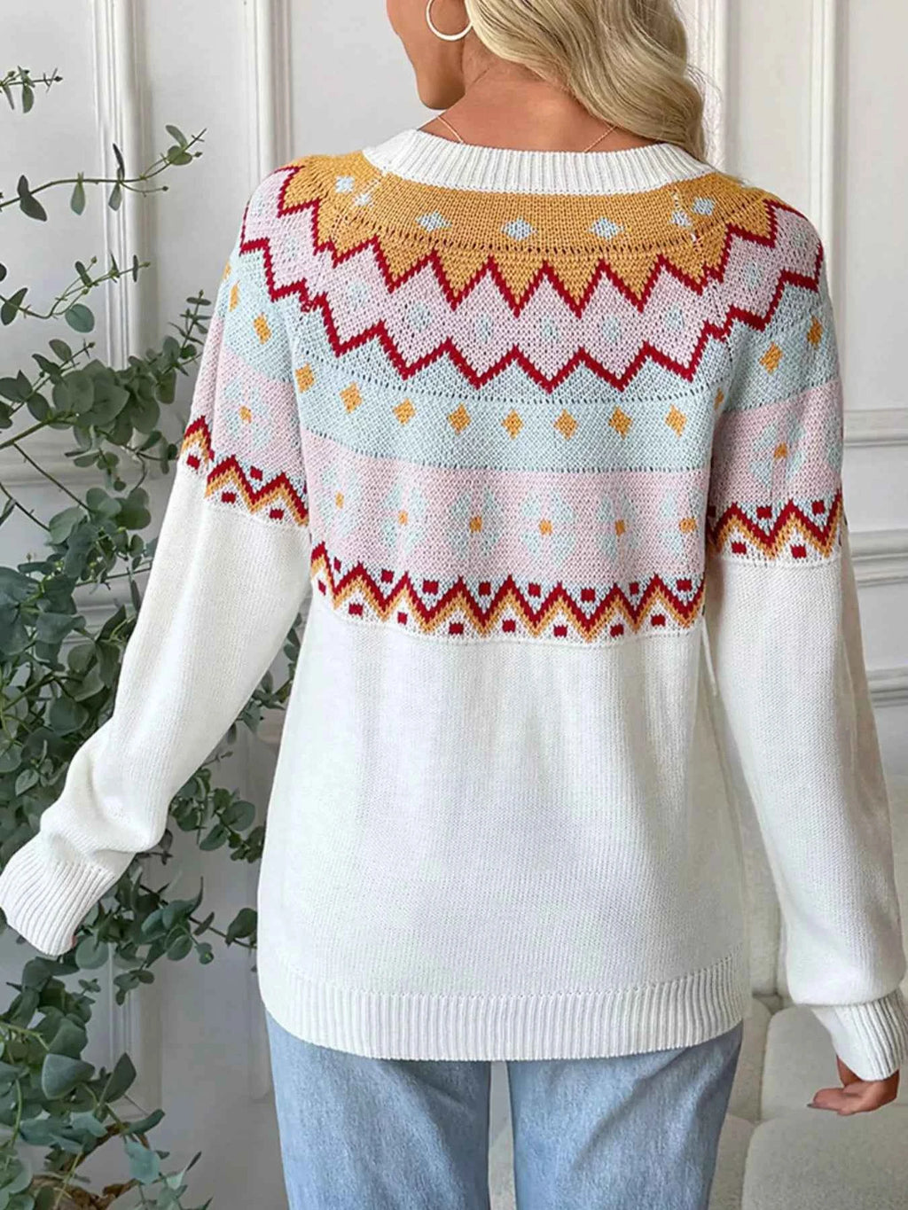 Contrast Round Neck Long Sleeve Sweater 1fbffc8a-aea0-467b-a275-7a14ba7e50c2-Max-Origin