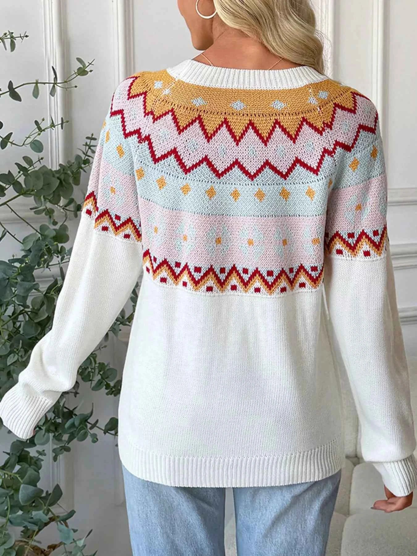 Contrast Round Neck Long Sleeve Sweater 1fbffc8a-aea0-467b-a275-7a14ba7e50c2-Max-Origin