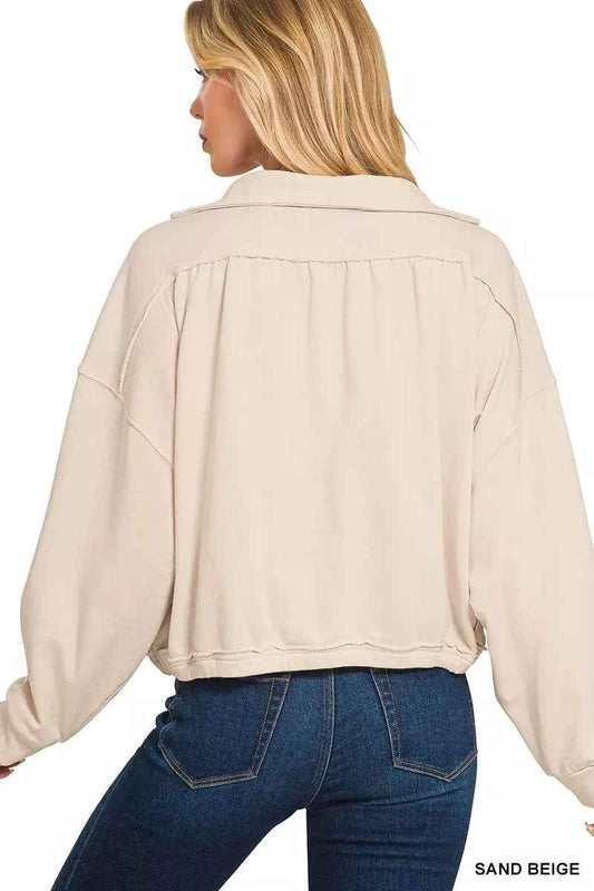 Zenana French Terry Collared Exposed Seam Sweatshirt 1fc1fdf749aa4d71b981c618d3f4e9c3-Max-Origin