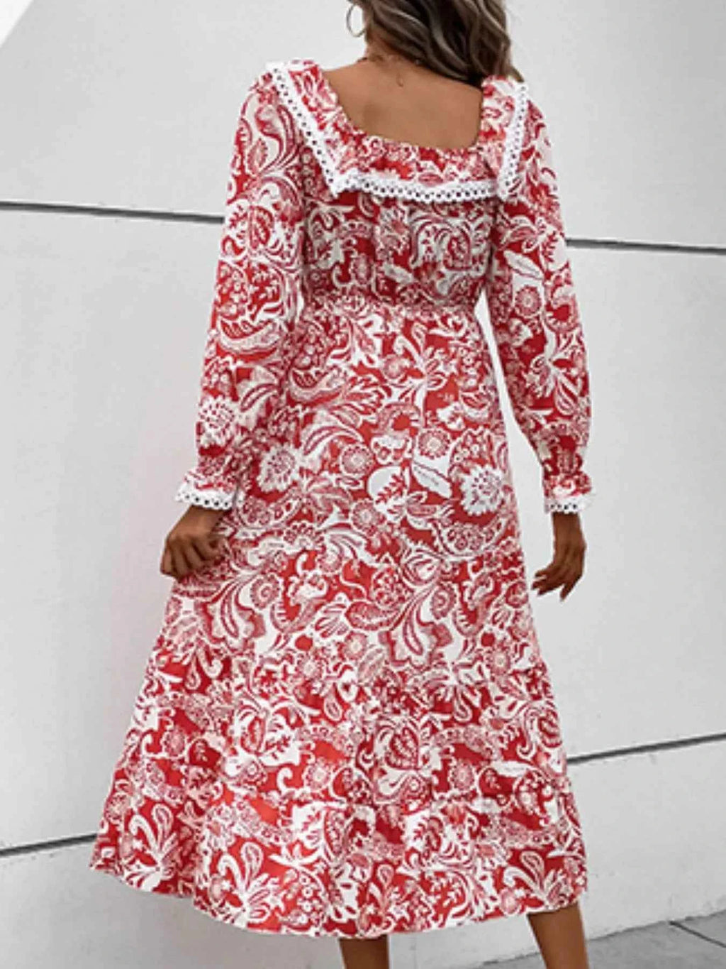 Printed Square Neck Long Sleeve Dress 1fd7125a-5189-4189-a7be-ac6166f5baea-Max-Origin