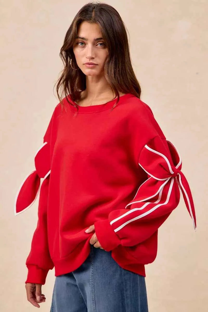 BiBi Bow Detail Sleeves Fleece Sweatshirt 1fe2935d-7eba-4e7a-a640-18aae6d01530-Max-Origin
