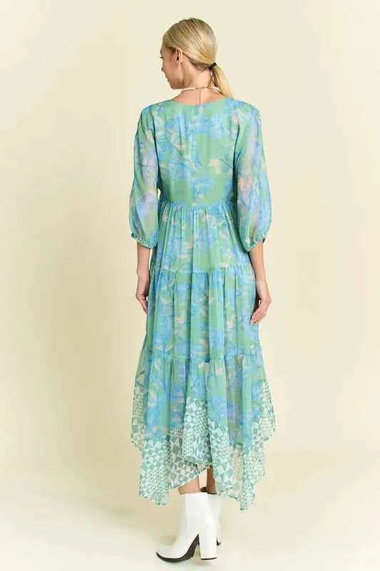 Davi & Dani Geo and Floral Print Mixed Tiered Dress 1fe97229b10c460e85a428de5c8cc57b-Max-Origin