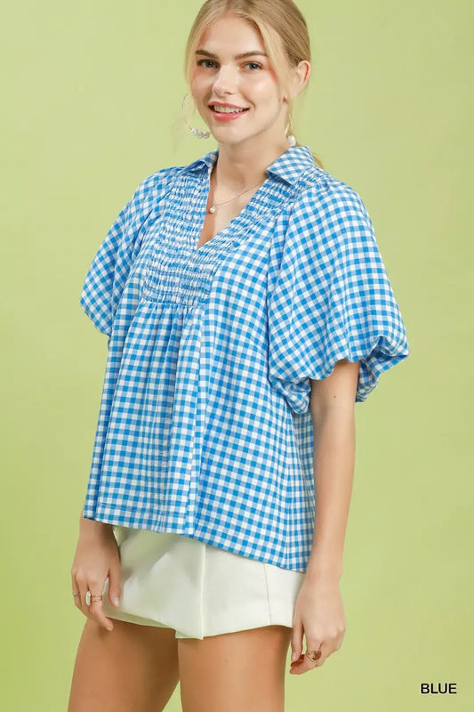 Smocked Yoke Puff Sleeve Gingham Blouse 1ff0d61d-072d-49f8-9771-b3d90456bb14-Max-Origin