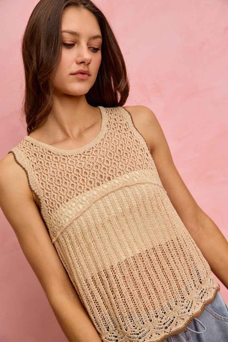 SO ME Crochet Lace Light Weight Sweater Vest 20061956b2854709a2b5f4bc0dc13cec-Max