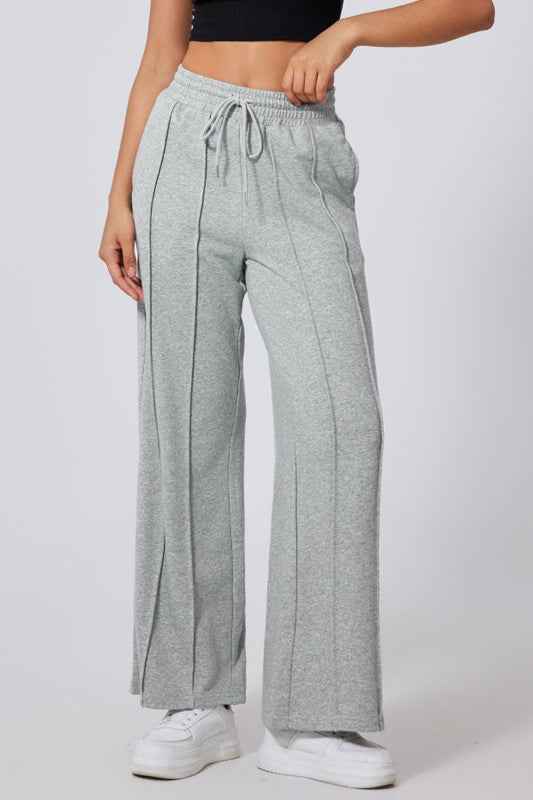 Solid Seam Drawstring Wide Leg Sweatpants 2011d2c6-1368-4b73-bce1-6d89cff593a6
