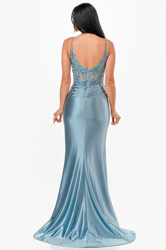 Sequin Lace Satin Evening Dress – Front Twist High Slit Party Gown 20143759_44db1da3-2278-44b7-84b0-bfbf536eba28